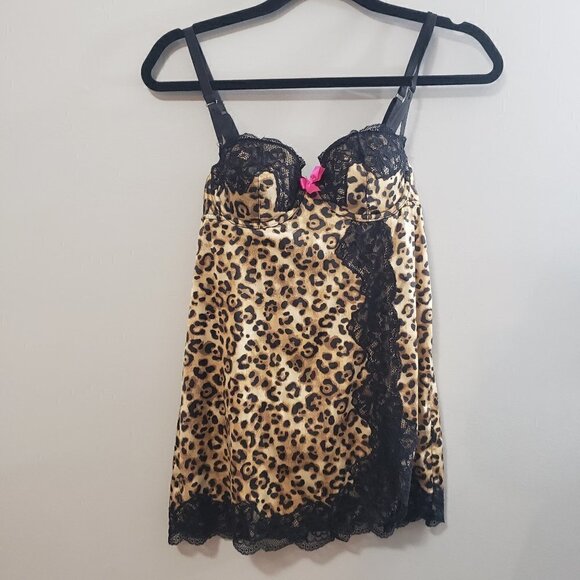 La Senza Leopard & Lace Satin Chemise Sz S - Picture 2 of 7